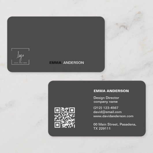 Fett schwarzer QR-Code Beruflich Business-Logo Visitenkarte (Vorne/Hinten)