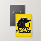 Fett Schwarzes Pferd mit Motivierend Text Button (Vorderseite/Rückseite)