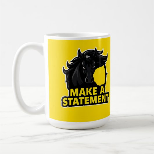 Fett Schwarzes Pferd mit Motivierend Text Kaffeetasse (Links)