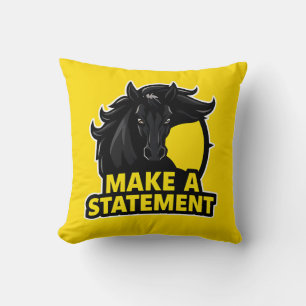 Fett Schwarzes Pferd mit Motivierend Text Kissen