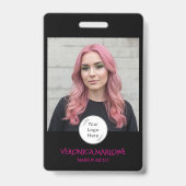 Fett Schwarzes und Heißrosa Foto Ausweis (Vorderseite)