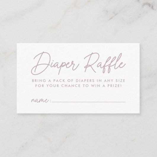 Fett-Script-Dusty Lila Baby Duwer Diaper Raffle Begleitkarte (Vorderseite)