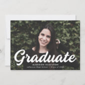 Fett-Script-Foto-Graduierungspartei Einladung (Vorderseite)