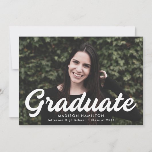 Fett-Script-Foto-Graduierungspartei Einladung (Vorderseite)