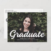 Fett-Script-Foto-Graduierungspartei Einladungspostkarte (Vorne/Hinten)