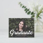 Fett-Script-Foto-Graduierungspartei Einladungspostkarte (Stehend Vorderseite)