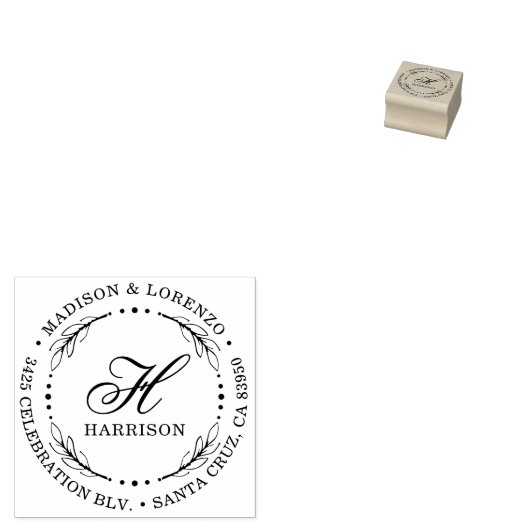 Fett-Script-Monogram-Runde-Rücksendeadresse Gummistempel (Stempel)