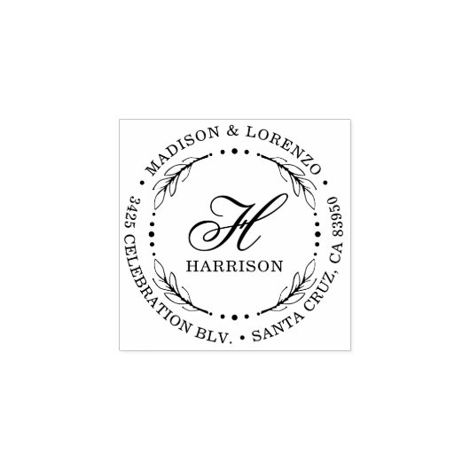 Fett-Script-Monogram-Runde-Rücksendeadresse Gummistempel (Prägung)