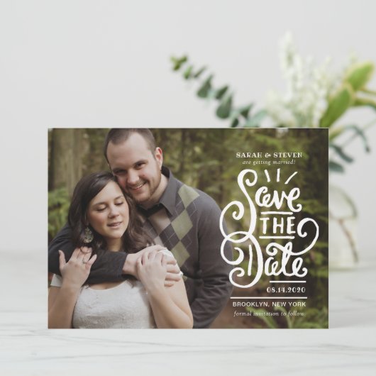 Fett-Script Save the Date Einladung (Stehend Vorderseite)