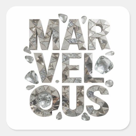 Fett Silber MARVELOUS Vinyl-Stil Quadratischer Aufkleber (Vorderseite)