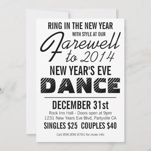 Fett Silvester Dance Party Einladung (Vorderseite)