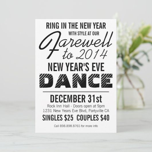 Fett Silvester Dance Party Einladung (Stehend Vorderseite)