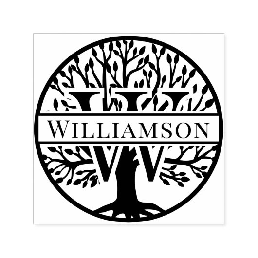 Fett Single Initial Over Tree Name #1FR Permastempel (Design)