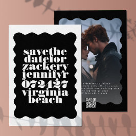 Fett skaliertes Foto für Schwarz-weißen QR-Code an Save The Date