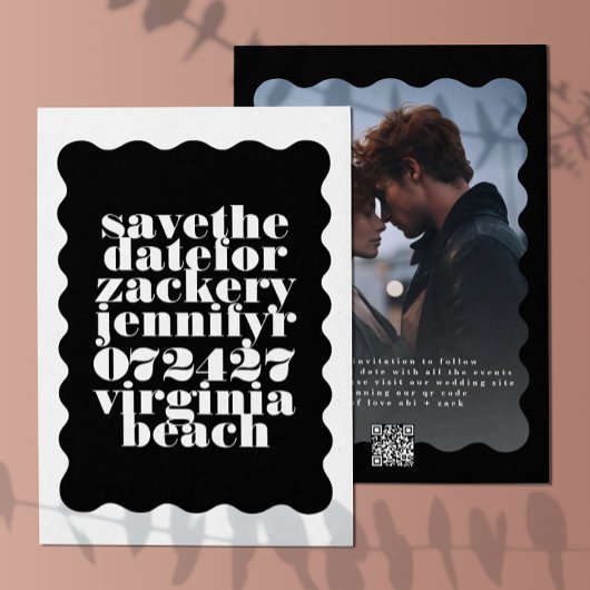 Fett skaliertes Foto für Schwarz-weißen QR-Code an Save The Date