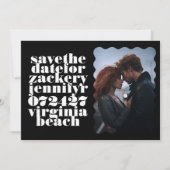 Fett skallotes, weißes, schwarzes QR-Foto Save The Date (Vorderseite)