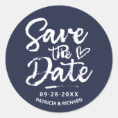 Fett Skript rustic Chic Wedding Save the Date Runder Aufkleber (Vorderseite)