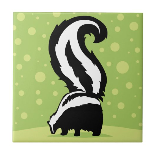 Fett-Skunk-Illustration mit grünen Punkten Fliese (Vorderseite)