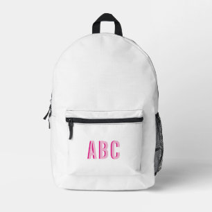 Fett Sport Hot Pink 3 Letter Monogram Bedruckter Rucksack