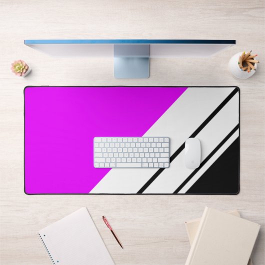 Fett Sporty Bright Pink Schwarz-weiß Racing Stripe Schreibtischunterlage (Büro 1)