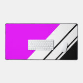 Fett Sporty Bright Pink Schwarz-weiß Racing Stripe Schreibtischunterlage (Tastatur & Maus)
