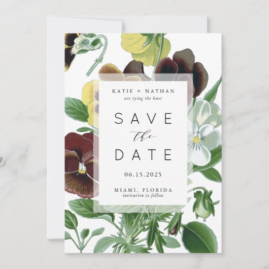 Fett Stiefmütterchen Foto Save the Date Karte (Vorderseite)