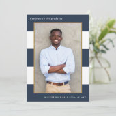 Fett Streifen Foto Graduation Party Einladung (Stehend Vorderseite)