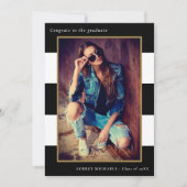 Fett Streifen Foto Graduation Party Einladung (Vorderseite)