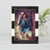 Fett Streifen Foto Graduation Party Einladung (Stehend Vorderseite)