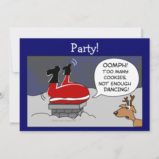 Fett Stuck Weihnachtsfest Tanz Cartoon Einladung (Vorderseite)