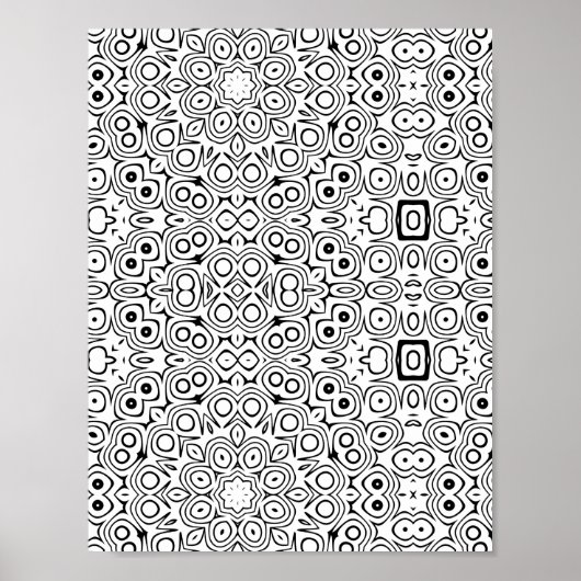 Fett-symmetrisches Muster-Malvorlage mit Kreisen Poster (Vorne)
