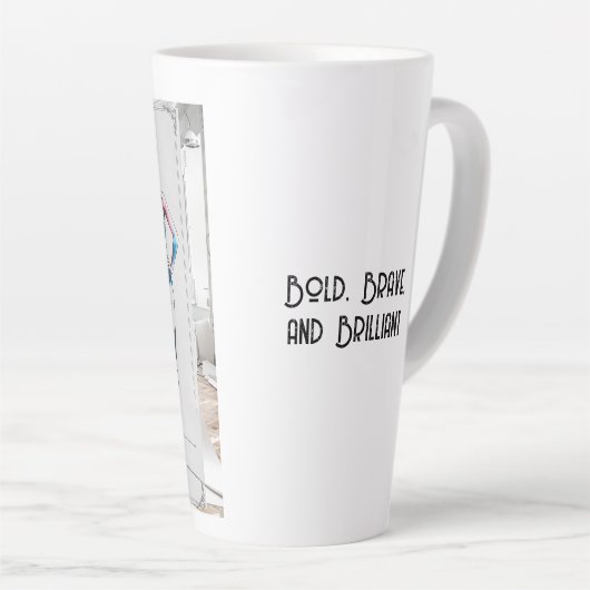 Fett, tapfer und brillant - Eleganter Kaffee Milchtasse (Rechte Ecke)