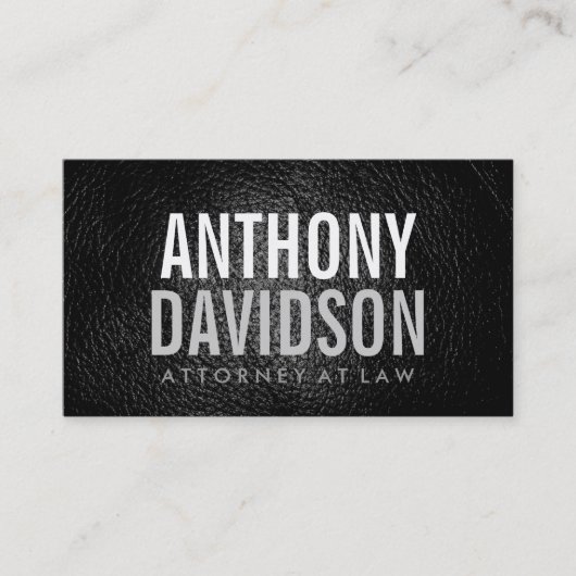 Fett Text Leather Modern Attorney Business Card Visitenkarte (Vorderseite)