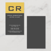 Fett Text Monogram Graugelb Moderne Minimalistisch Visitenkarte (Vorne/Hinten)