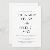 Fett Text Schwarz und Weiß Chic Moderne Hochzeit Einladung (Vorne/Hinten)