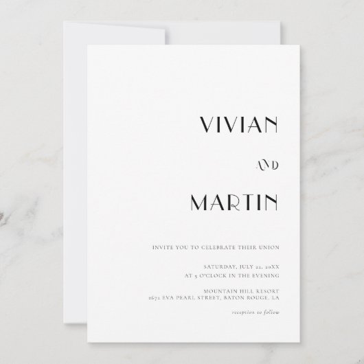 Fett Text Schwarz und Weiß Hochzeit All-in-One QR Einladung (Vorderseite)