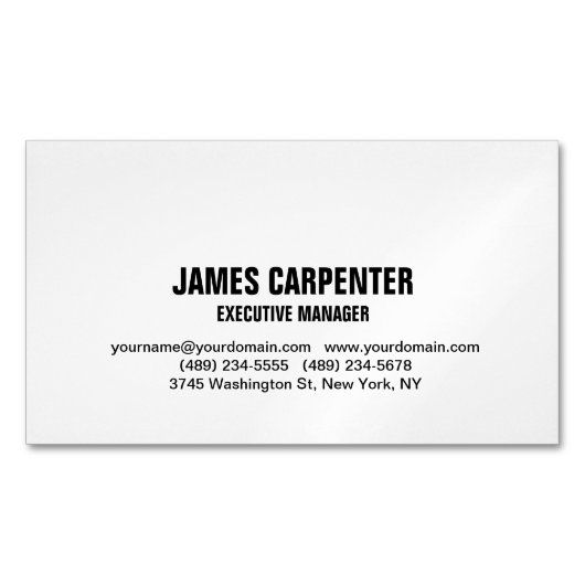 Fett Text Schwarz-weiß Einzigartig Modernes Berufl Magnetische Visitenkarte (Vorderseite)