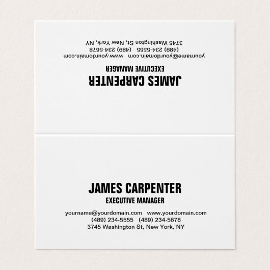 Fett Text Schwarz-weiß Einzigartig Modernes Berufl Visitenkarten (Außenseite Aufgefaltet)