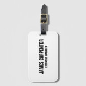 Fett Text Schwarz-weiß Modern Beruflich Gepäckanhänger (Vorderseite Vertikal)