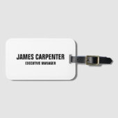 Fett Text Schwarz-weiß Modern Beruflich Gepäckanhänger (Vorderseite (Horizontal))