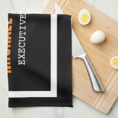 Fett Text Schwarz-weiß Orange Stilvoll Ihr Name Geschirrtuch (Viertel Falte)