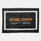 Fett Text Schwarz-weiß Orange Stilvoll Ihr Name Geschirrtuch (Horizontal)