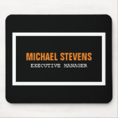 Fett Text Schwarz-weiß Orange Stilvoll Ihr Name Mousepad (Vorne)