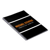 Fett Text Schwarz-weiß Orange Stilvoll Ihr Name Notizblock (Rechte Seite)