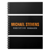 Fett Text Schwarz-weiß Orange Stilvoll Ihr Name Notizblock (Vorderseite)