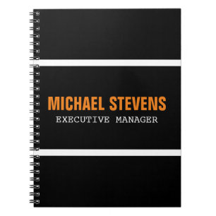 Fett Text Schwarz-weiß Orange Stilvoll Ihr Name Notizblock