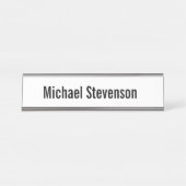 Fett Text Schwarz-weiß Personalisiert Schlicht Schreibtischnamensplakette (Vorderseite )