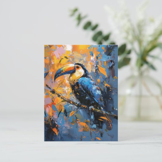 Fett-Toucan-Ölgemälde Postkarte (Stehend Vorderseite)