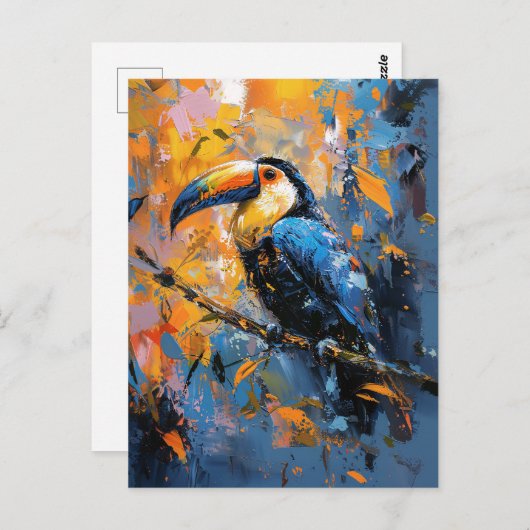 Fett-Toucan-Ölgemälde Postkarte (Vorne/Hinten)