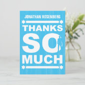 Fett Typ Bar Mitzvah Danke Karte in Light Blue (Stehend Vorderseite)